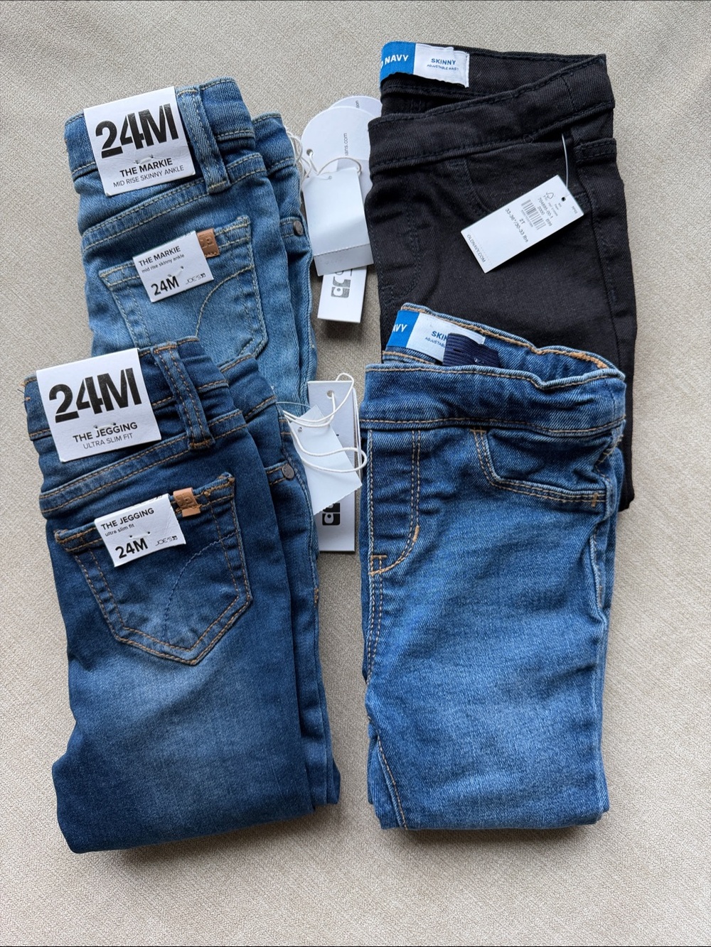4 piece - Girls' Blue and Black Jeggings - (2) joes jeans (2) old navy